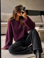 Anna - Burgundy Kid Mohair and Wool Jumper