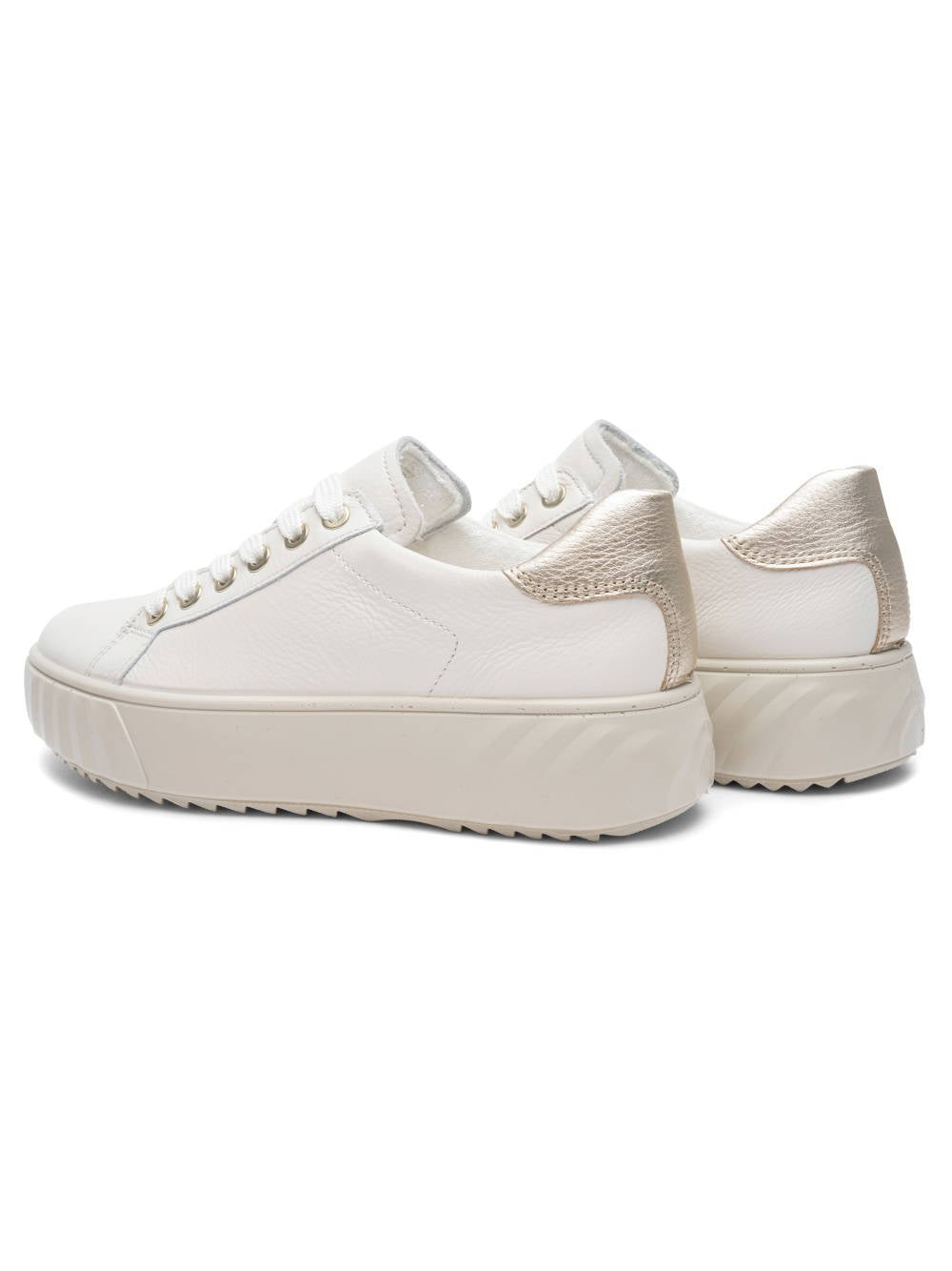 Ara - 46523 Monaco Cream & Gold Platform Trainer