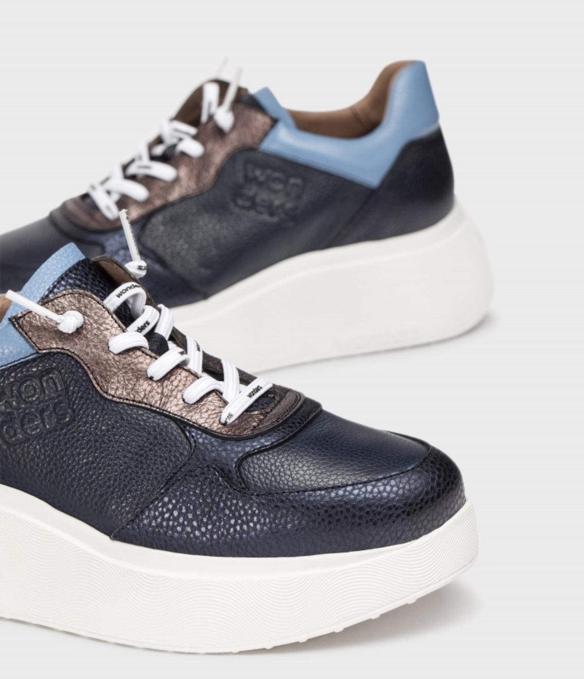 Wonders - A-3630 Navy Wedge Elastic Trainer