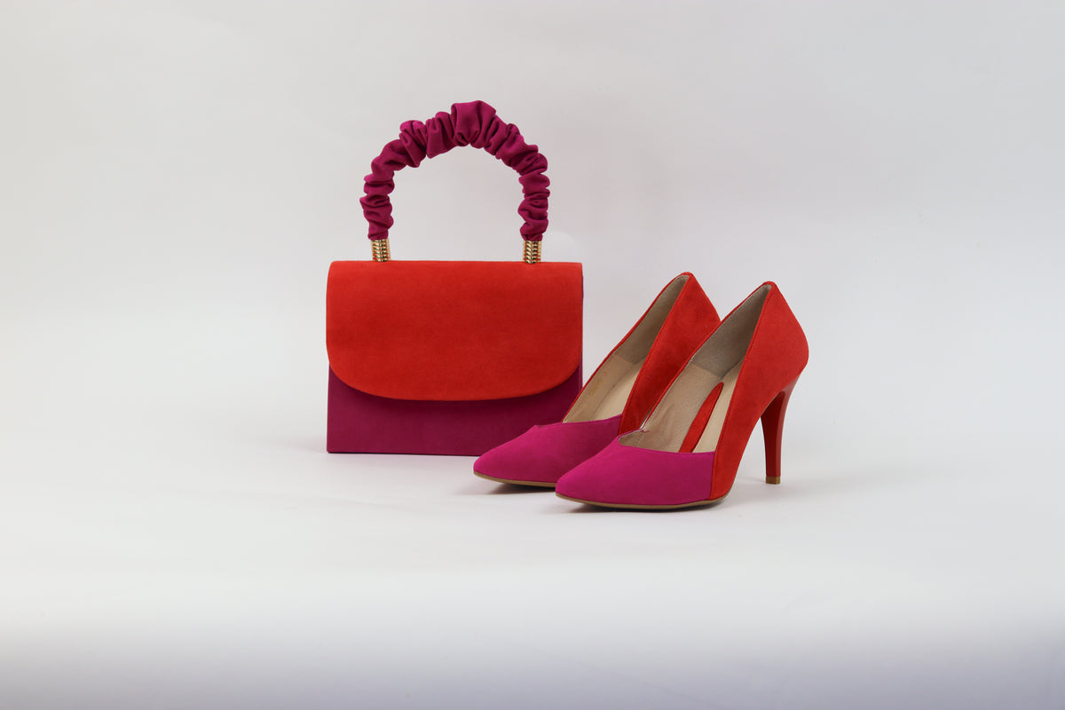 Rachels -Z6895 Pink and Orange V Court Shoe