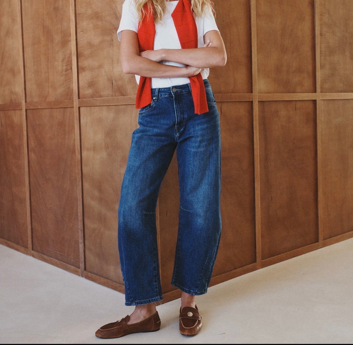 Anna - Denim Cropped Barrel Jeans