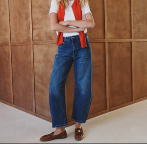 Anna - Denim Cropped Barrel Jeans