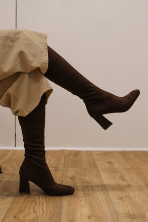 Xti - 146387 Brown Sock Knee High Boot