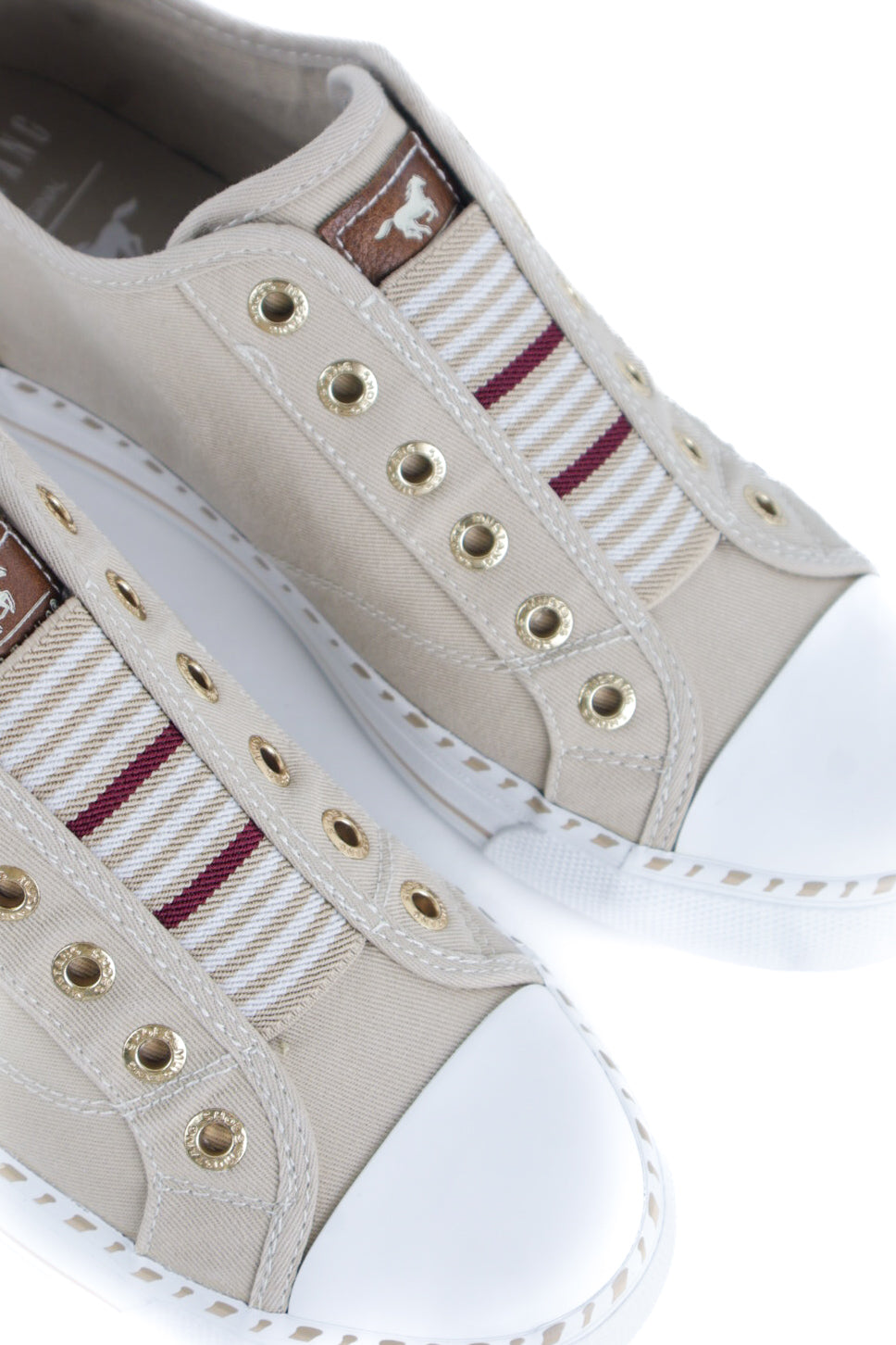 Mustang - 26M0152002 Beige Slip On Canvas Trainer