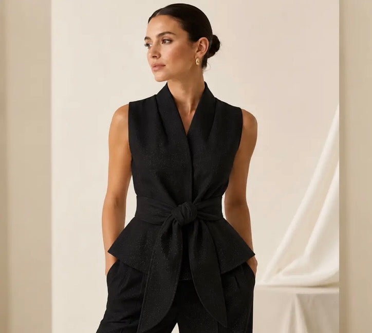 Anna - Black Peplum Waistcoat