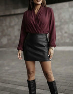 Anna - Black Faux Leather Skirt