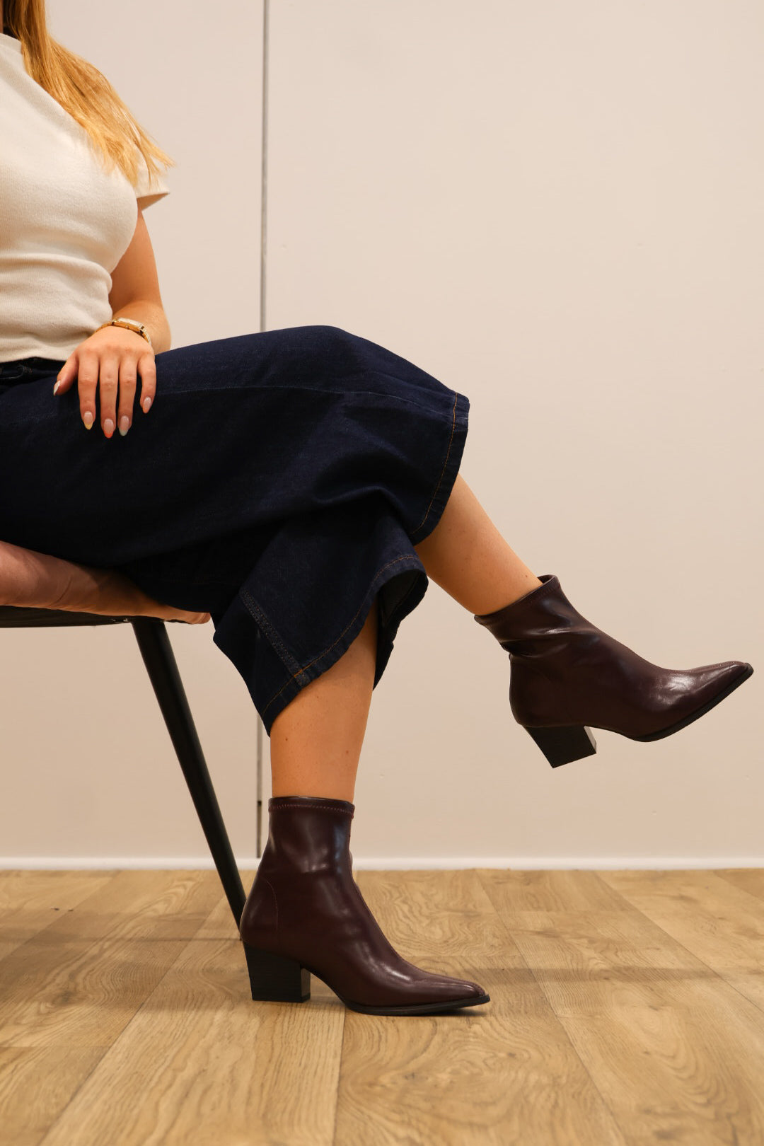Miss Elastic - 78151 Burgundy Ankle Sock Boot