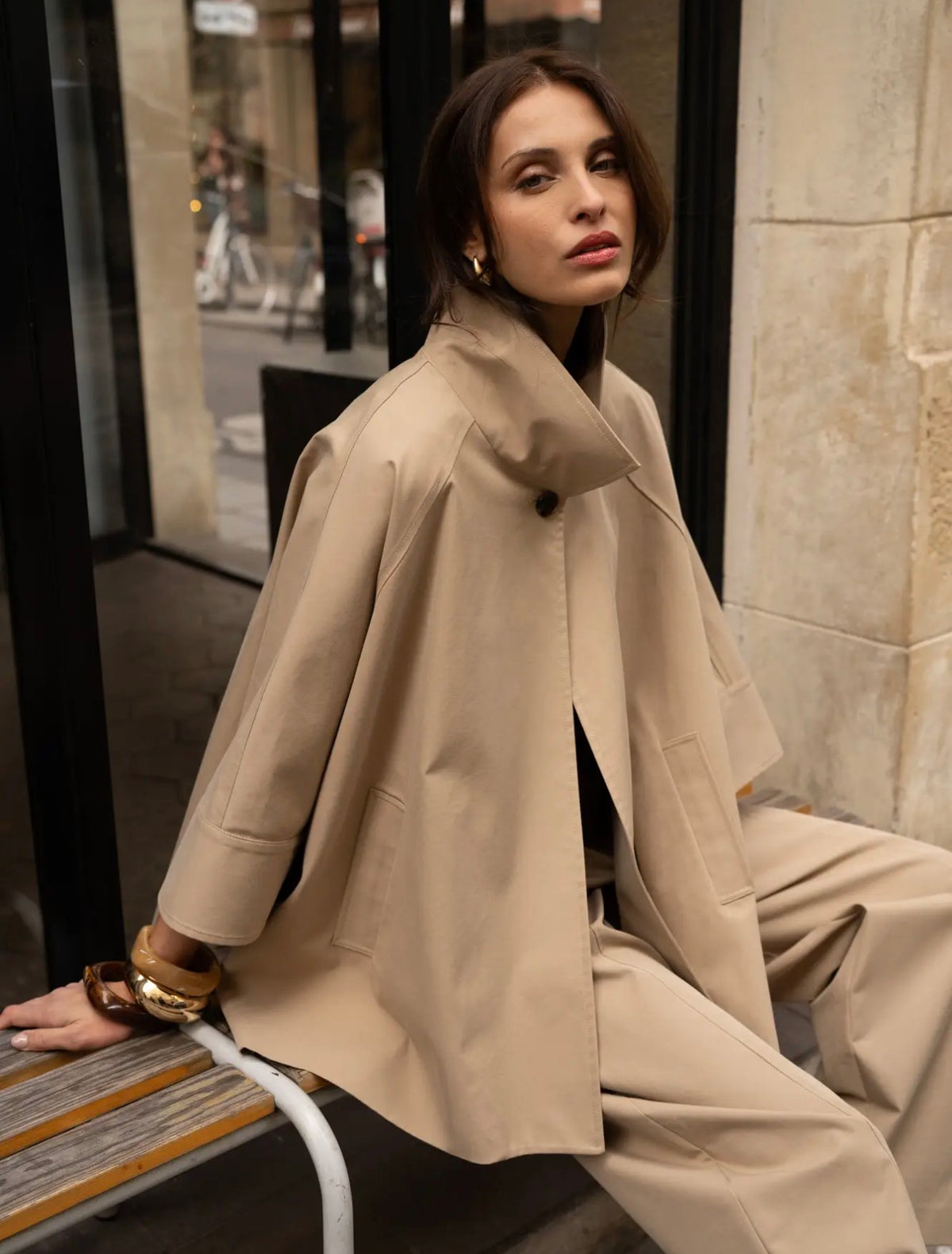 Anna - Beige Cape Jacket