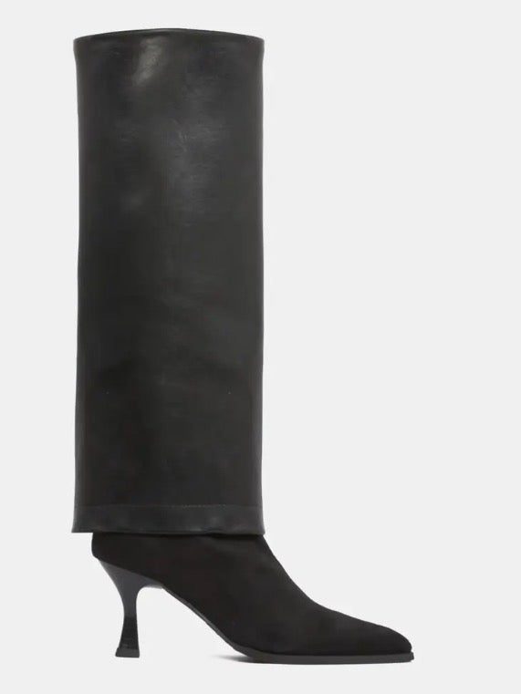 Miss Elastic - 77068 Black Med Calf Pointy Toe