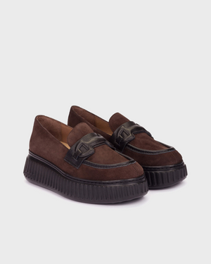 Wonders - A-5203 Brown Suede Wedge Loafer