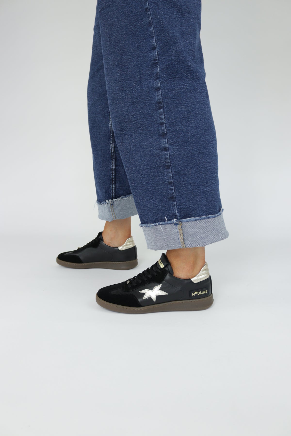 Méliné - 526FP Black Leather & Suede Trainer
