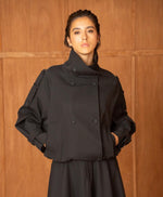 Anna - Black Oversized Short Trench Style Jacket