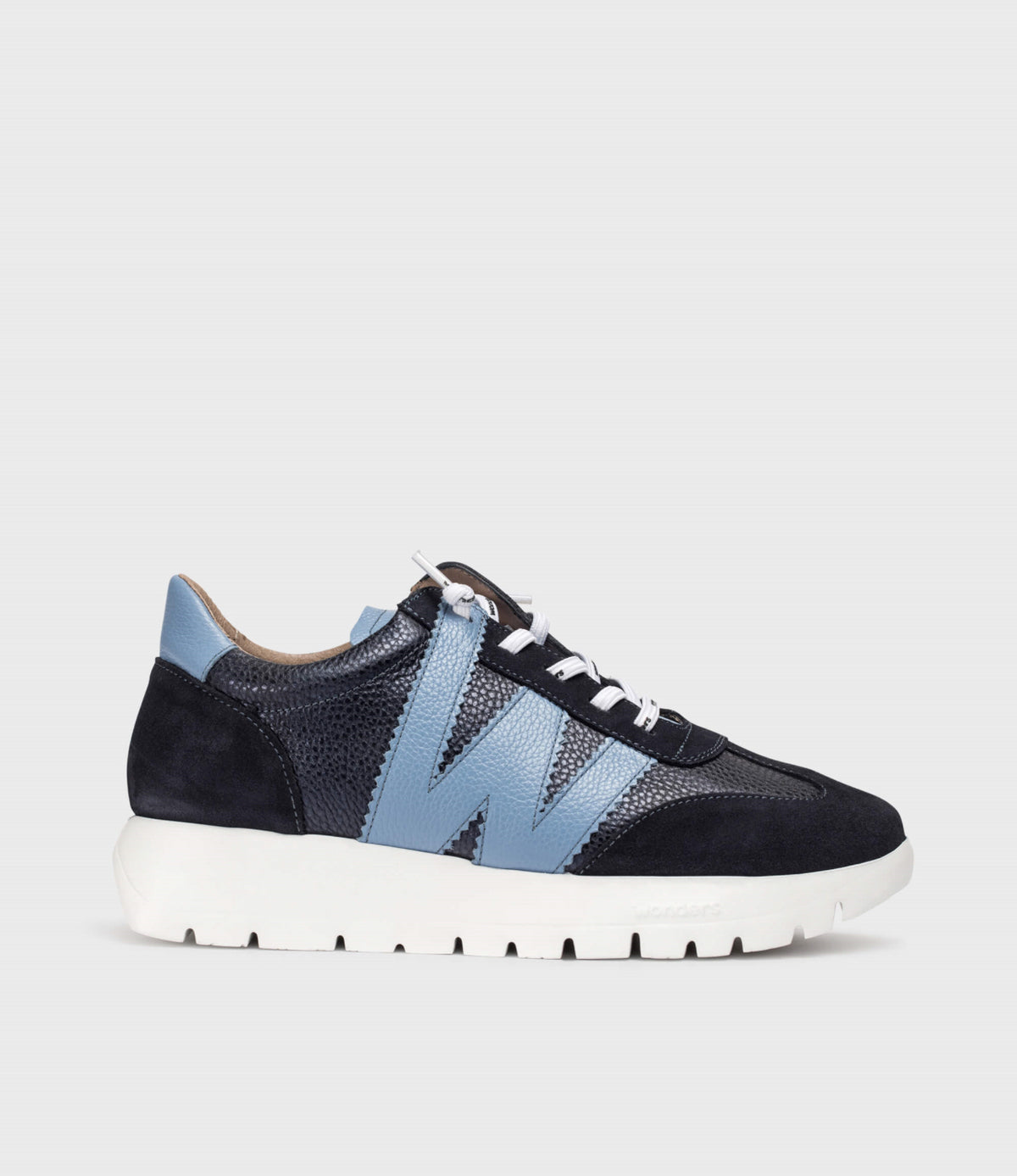 Wonders - A-2476 Navy & Blue Slip On Trainer
