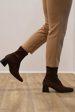 Miss Elastic - 75436 Brown Sock Ankle Boot