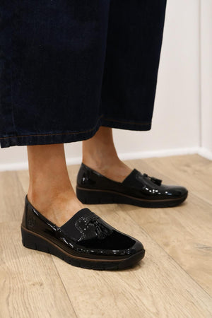 Rieker - 53751 Black Patent Wedge Loafer