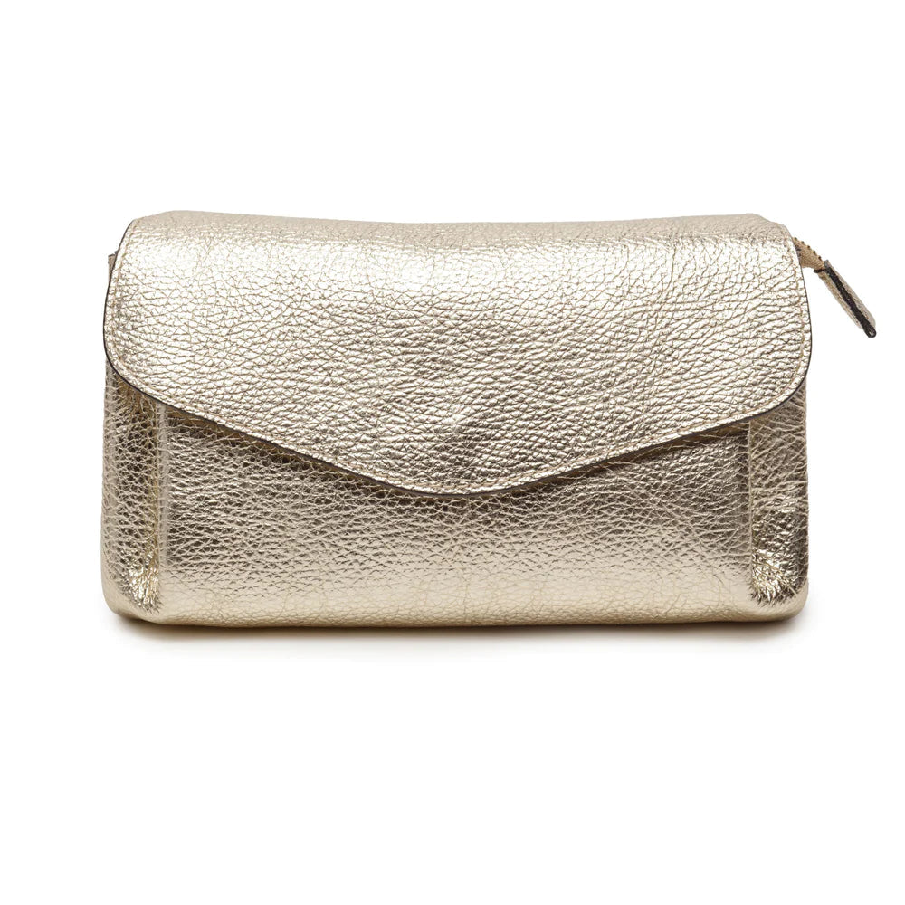 Gold leather clutch sale