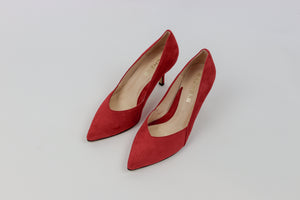 Rachels - Z6895 Red Suede Court Shoe