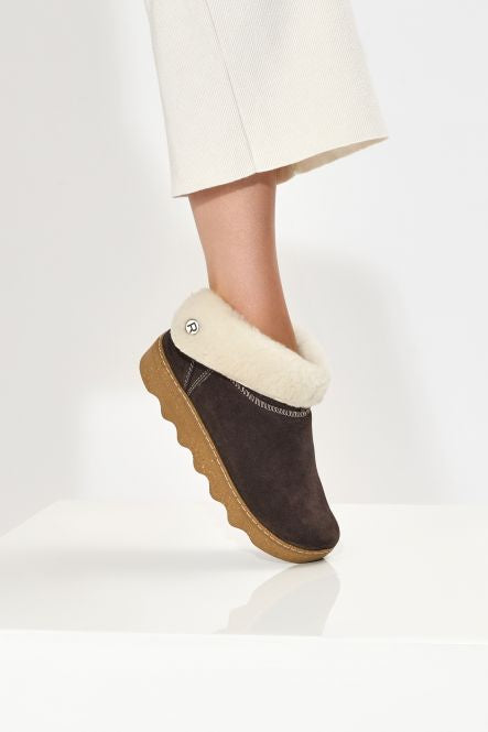 ROHDE - 6128 Brown Fur Lined Slipper