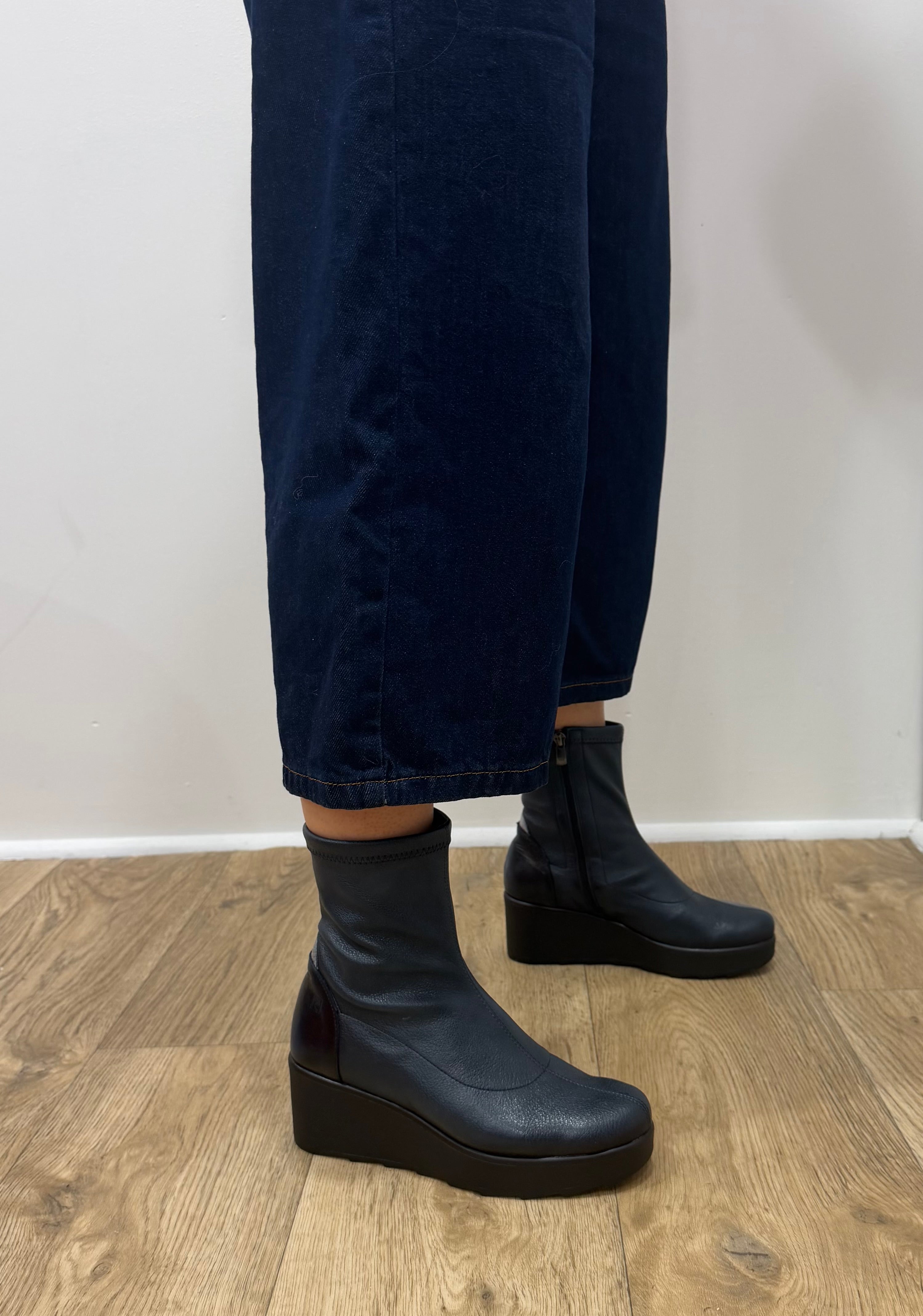 Jose Saenz - 6427 Navy Sock Wedge Boot