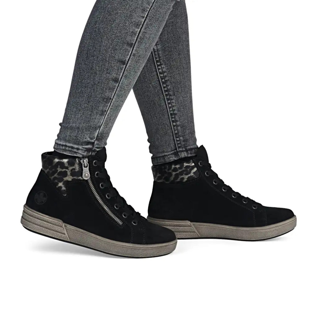 Rieker - X0709 Black Suede Zip Ankle Boot