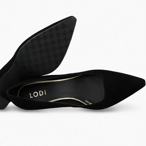 Lodi - Genius Black Suede Court Shoe