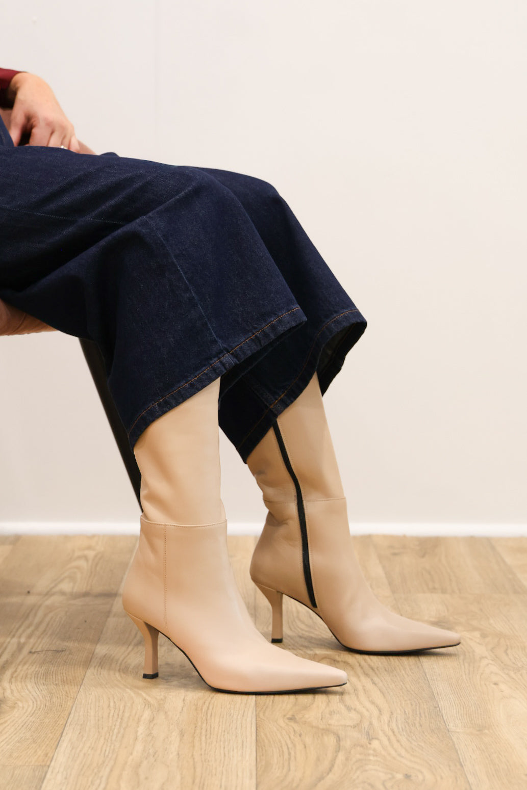 Rachels - Penny8 Beige Leather Knee High