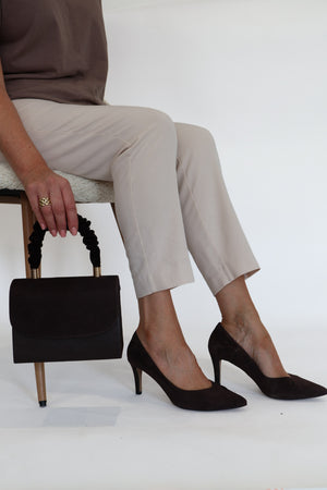 Rachels - Z6047 Brown Suede V Court Shoe