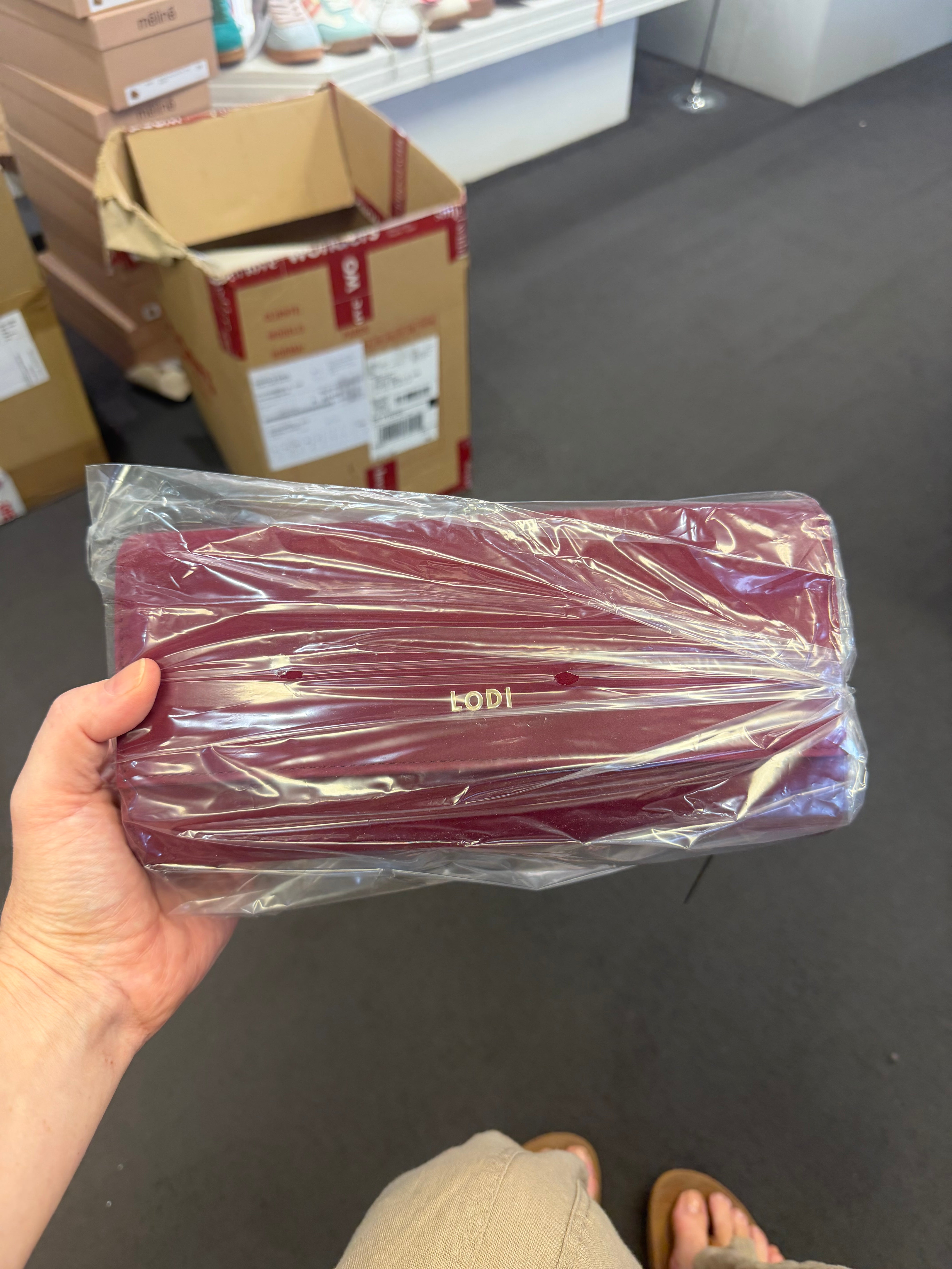 Lodi - Henna Burgundy Suede Clutch Bag