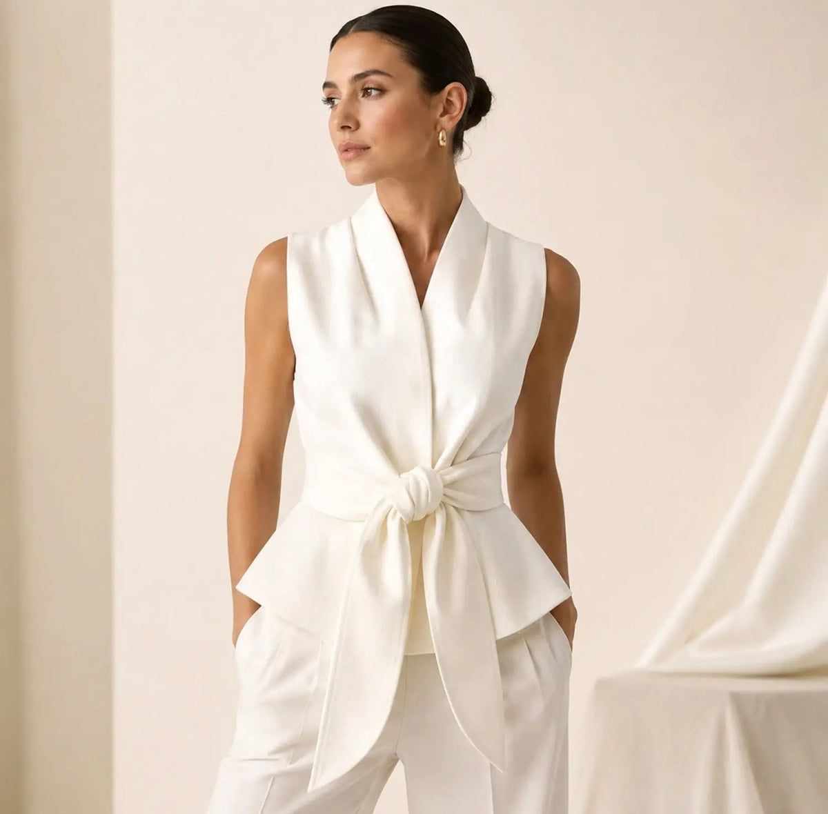 Anna - Cream Peplum Waistcoat