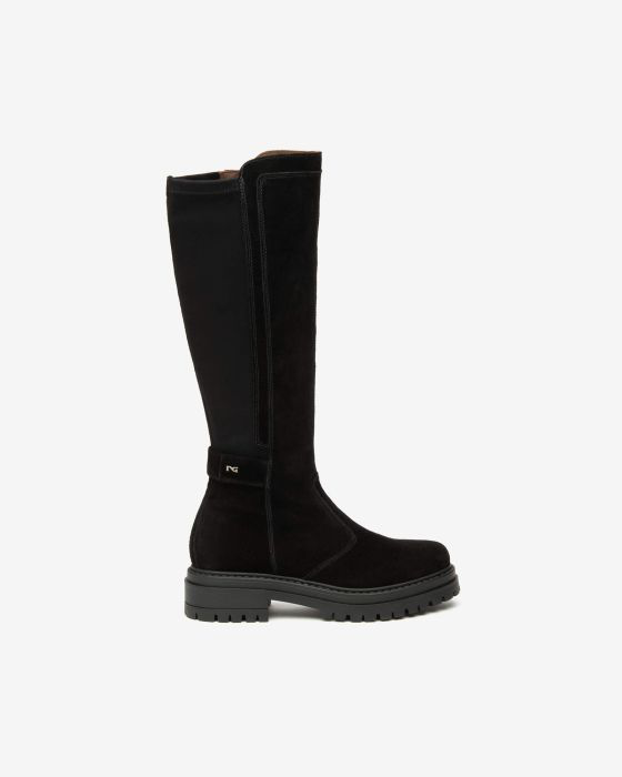 NeroGiardini - I514843D Black Suede Stretch Boot