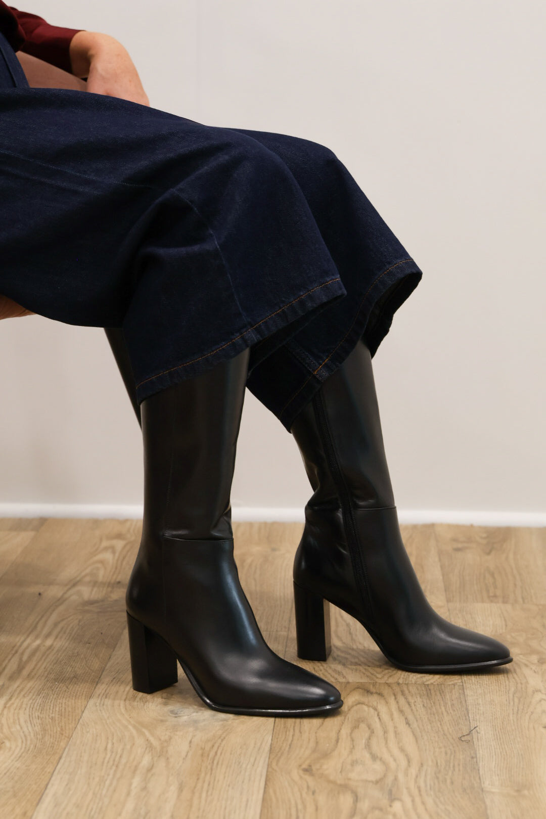 Rachels - ATENA1 Black Leather Knee High