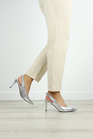 Rachels - S7985 Silver Diamanté Slingback