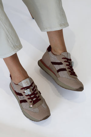 Teddy Smith - 121126 Taupe & Burgundy Trainer