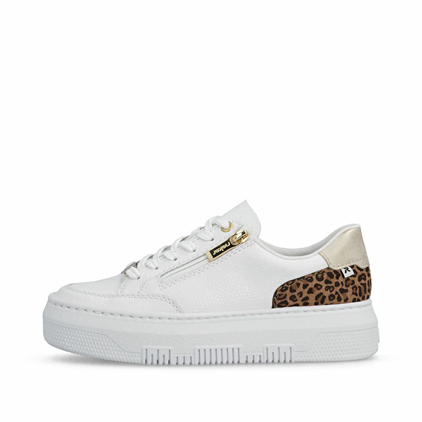 Rieker - M1900 White and Leopard Zip Trainer