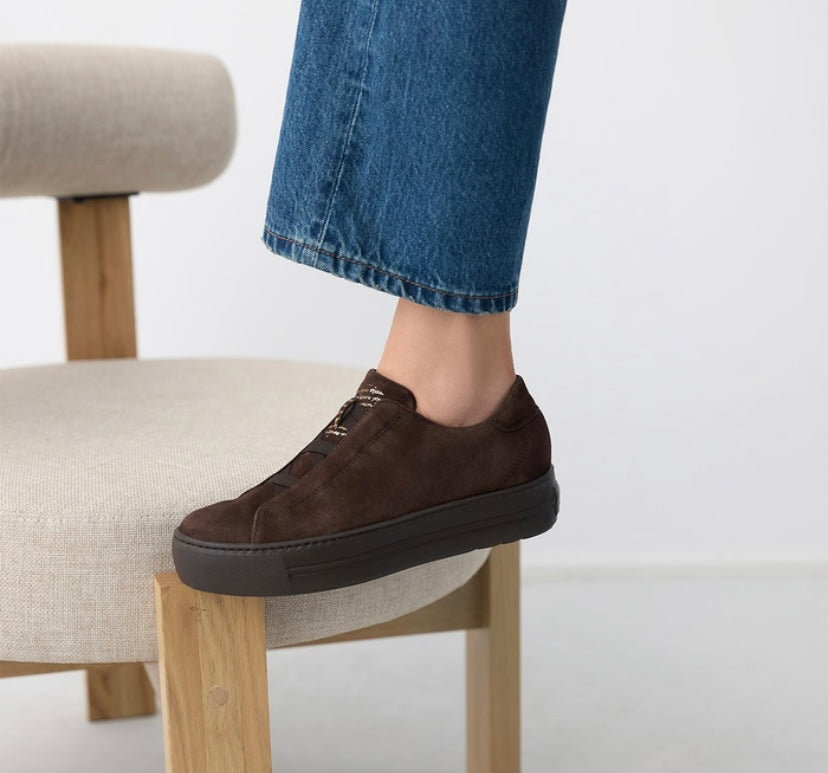 Paul Green - 5529 Brown Suede Elastic Trainer