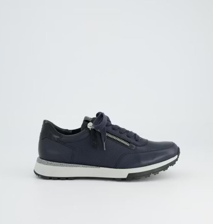 Paul Green -5310 Navy Leather Zip Trainer