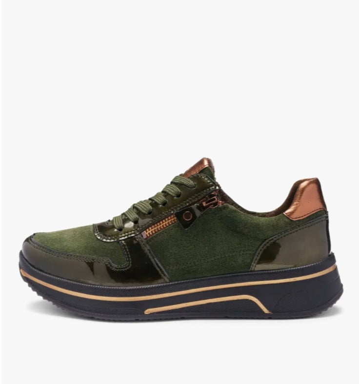 Ara - 27540 Green Zip Trainer