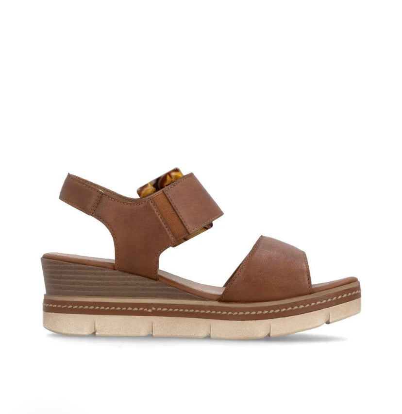 Remonte -D2L53- Tan Wedge Sandal