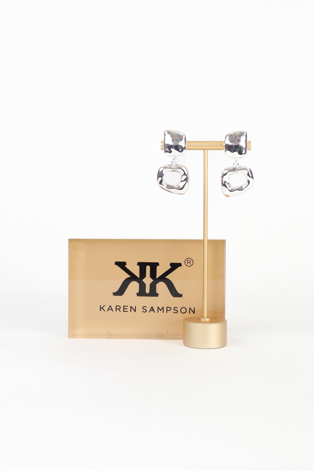 Karen Sampson - J12102 Silver Clip On Drop Earrings