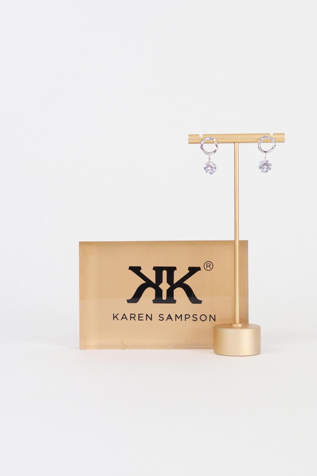 Karen Sampson - J11454 Silver Diamanté Drop Earrings