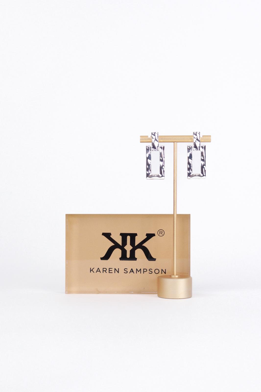 Karen Sampson - J12107 Silver Geometric Drop Earrings