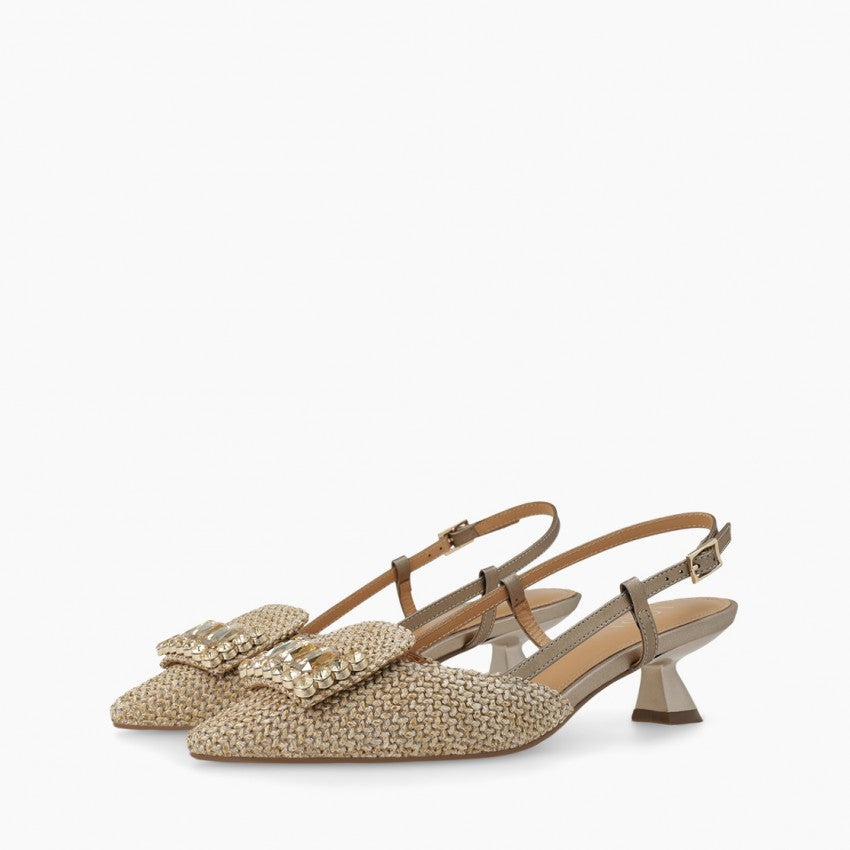 Lodi - A-Casiopea Beige/Gold Slingback