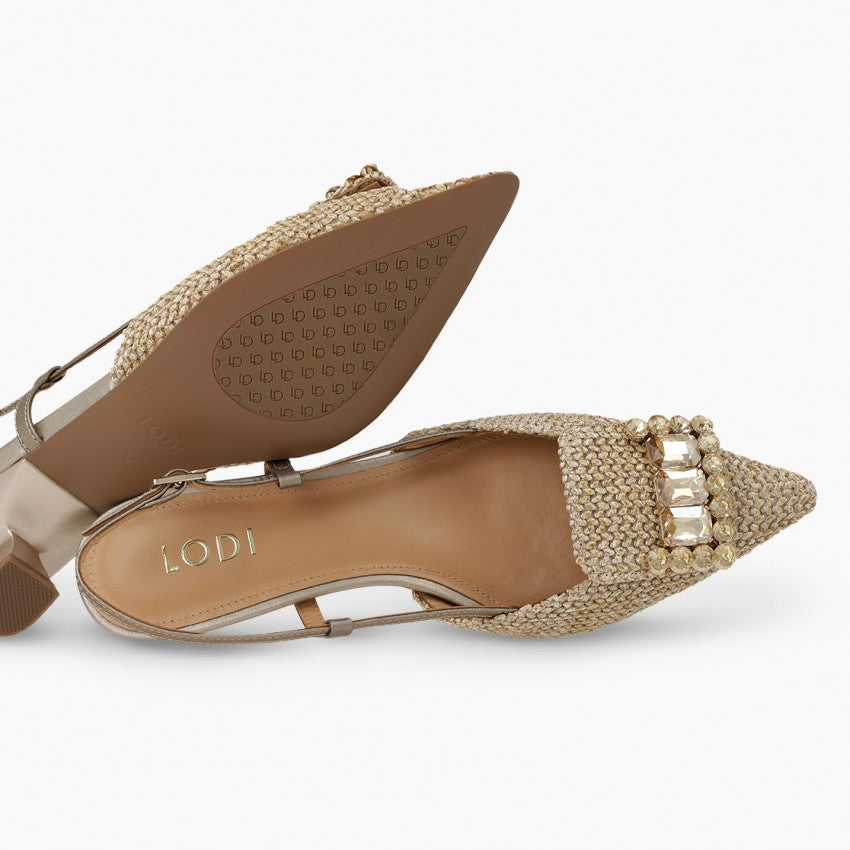 Lodi - A-Casiopea Beige/Gold Slingback