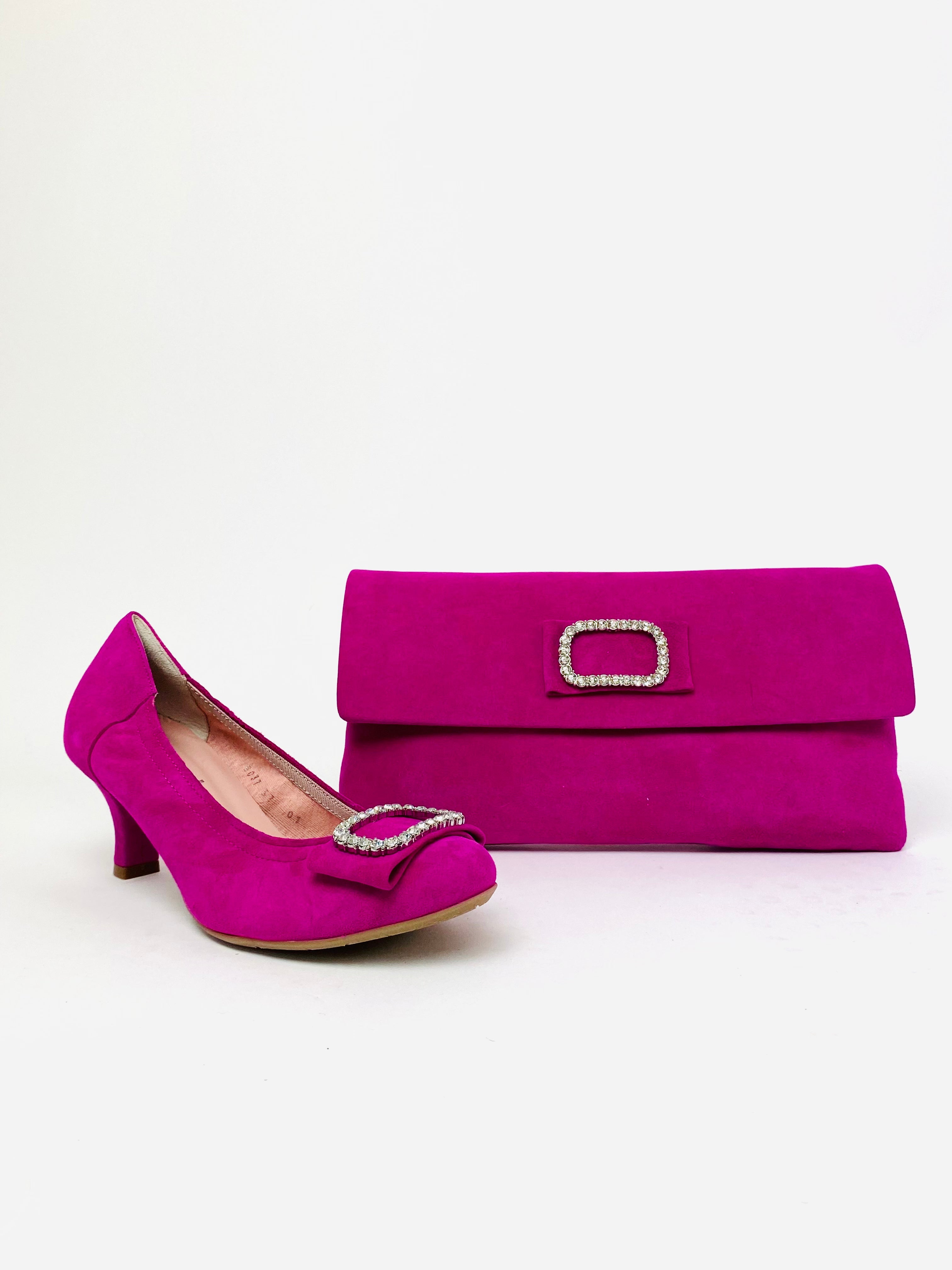 Le Babe - 3037 Fuschia Pink Diamonte Kitten Heel