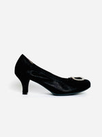 Le Babe - 3037S3 Black Diamonte Kitten Heel Court