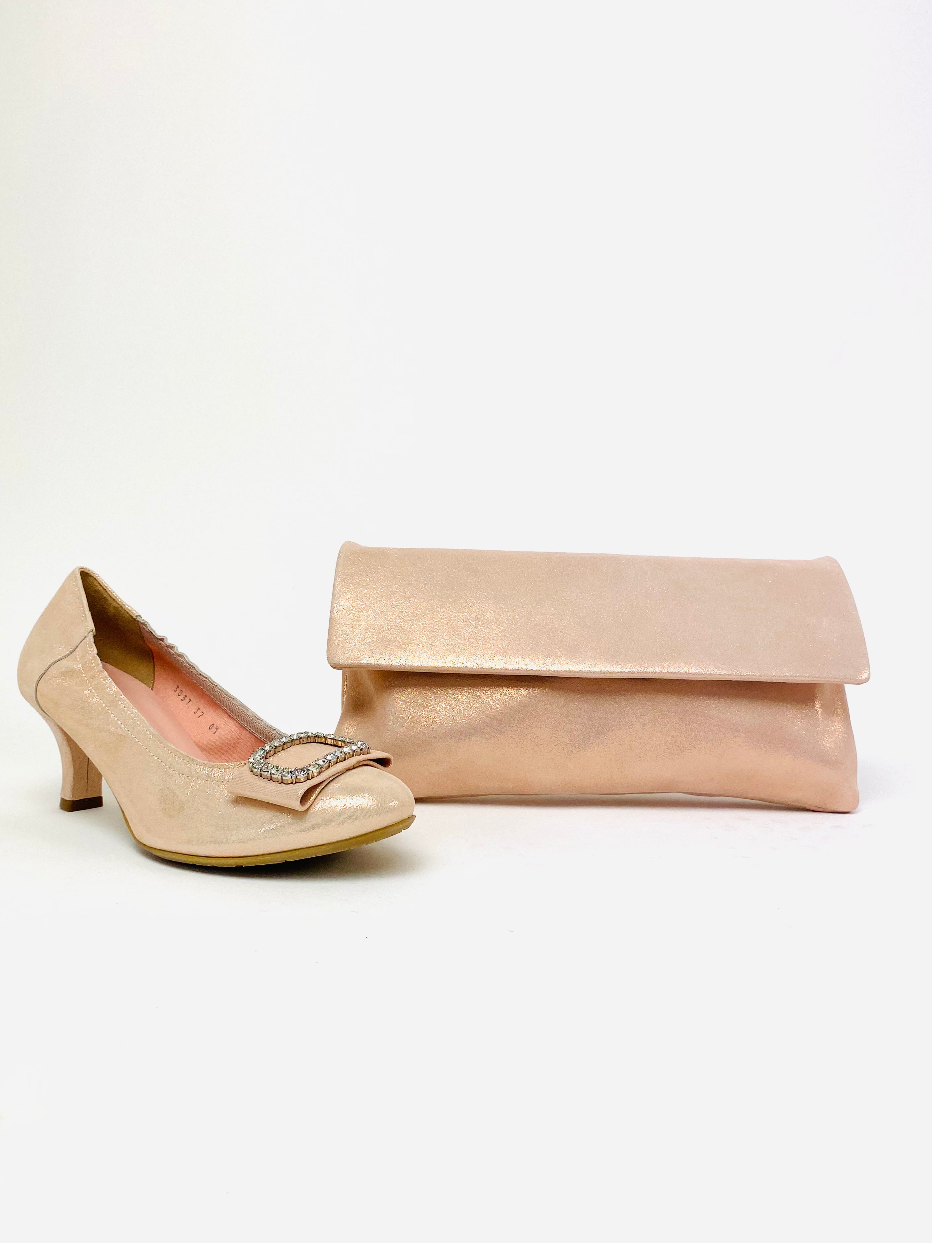 Le Babe - 3037 Dusky Pink Diamonte Kitten Heel