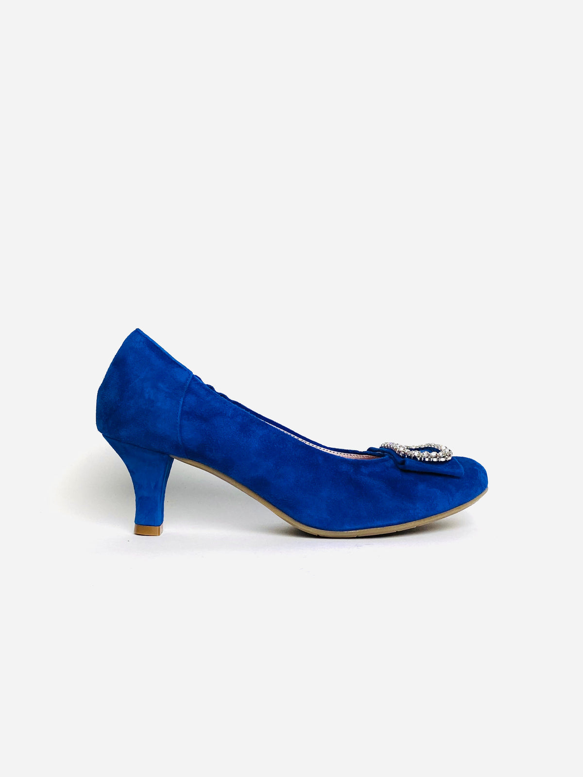 Le Babe - 3037S3 Blue Diamonte Kitten Heel Court*