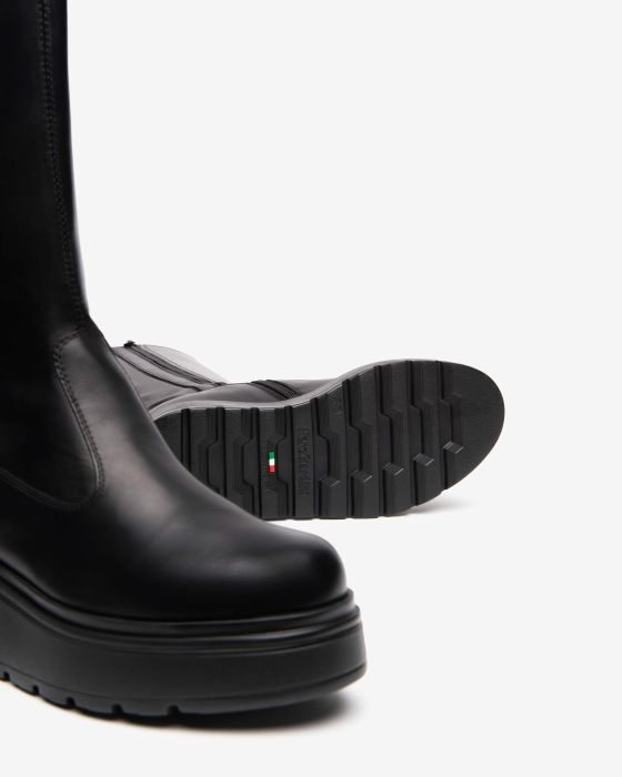 NeroGiardini - I514902D Black Elastic Platform Knee High