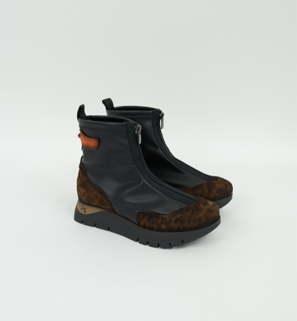 Jose Saenz - 2269 Black and Leopard Sock Boot