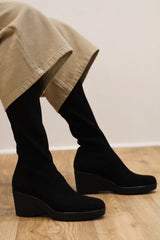Miss Elastic - 75501 Black Wedge Sock Boot